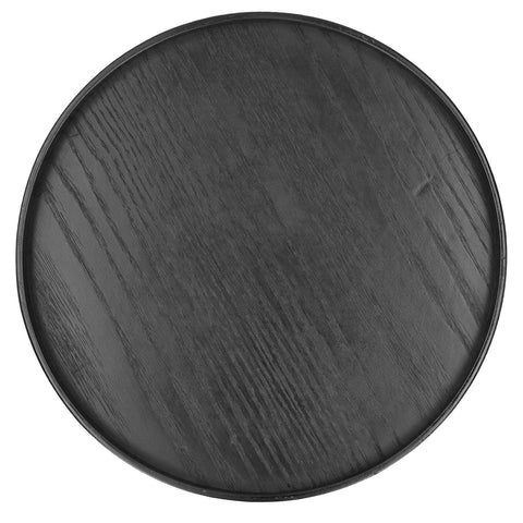 Round Wooden Food Fruit Serving Tray Service Plate for Home Kitchen Hotel Use Black27cm In Australia - Darrahopens