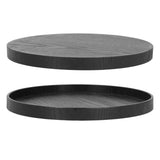 Round Wooden Food Fruit Serving Tray Service Plate for Home Kitchen Hotel Use Black27cm In Australia - Darrahopens