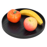 Round Wooden Food Fruit Serving Tray Service Plate for Home Kitchen Hotel Use Black27cm In Australia - Darrahopens