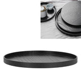 Round Wooden Food Fruit Serving Tray Service Plate for Home Kitchen Hotel Use Black27cm