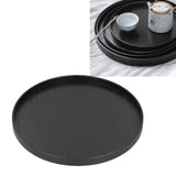 Round Wooden Food Fruit Serving Tray Service Plate for Home Kitchen Hotel Use Black30cm