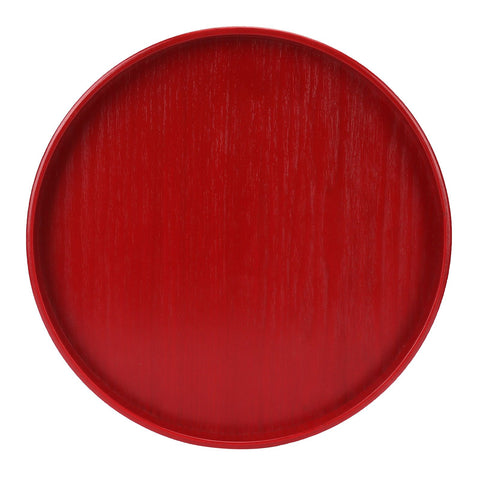 Red Round Wooden Plate Food Grade Fruit Cutlery Tray for Kitchen Home Restaurant24cm In Australia - Darrahopens