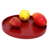 Red Round Wooden Plate Food Grade Fruit Cutlery Tray for Kitchen Home Restaurant24cm In Australia - Darrahopens