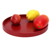 Red Round Wooden Plate Food Grade Fruit Cutlery Tray for Kitchen Home Restaurant27cm