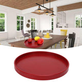 Red Round Wooden Plate Food Grade Fruit Cutlery Tray for Kitchen Home Restaurant27cm