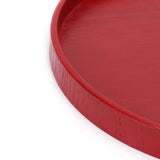 Red Round Wooden Plate Food Grade Fruit Cutlery Tray for Kitchen Home Restaurant27cm