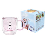 250ml Bear Shaped Glass Cup Double Wall Water Tea Coffee Milk Mug with Handle for HomePink In Australia - Darrahopens