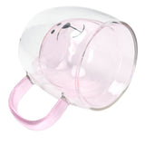 250ml Bear Shaped Glass Cup Double Wall Water Tea Coffee Milk Mug with Handle for HomePink