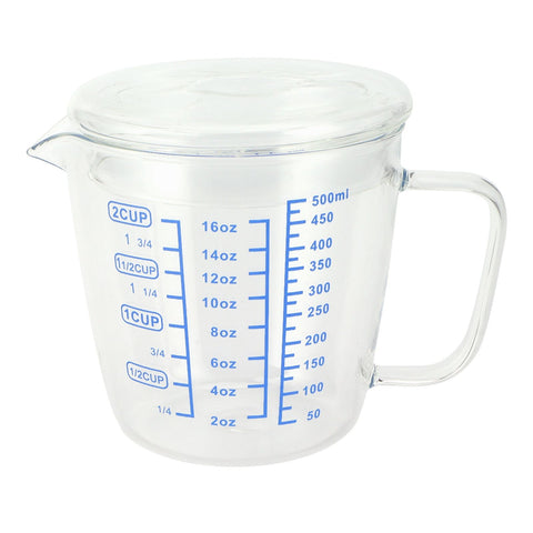 Heat Resisting Glass Measuring Cup Milk Scale Measuring Jug with Lid Kitchen Utensil(500ml ) In Australia - Darrahopens
