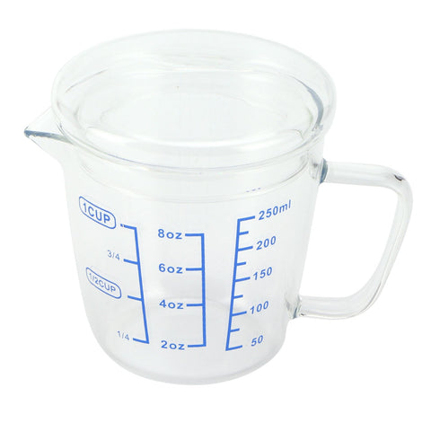 Heat Resisting Glass Measuring Cup Milk Scale Measuring Jug with Lid Kitchen Utensil(250ml ) In Australia - Darrahopens