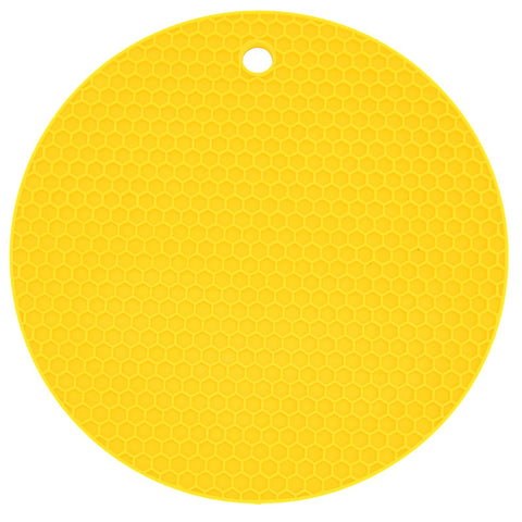 Round Shape Mat Food Grade Thickened Silicone Placemat Insulation Pad Microwave Oven MatYellow