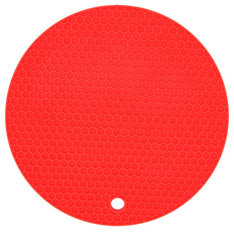 Round Shape Mat Food Grade Thickened Silicone Placemat Insulation Pad Microwave Oven MatRed