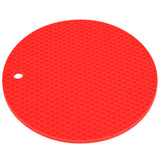 Round Shape Mat Food Grade Thickened Silicone Placemat Insulation Pad Microwave Oven MatRed