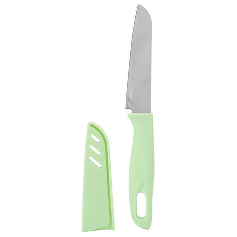 Kitchen Knife Portable Stainless Steel Fruit Melon Cutter with Sleeve for Home UseGreen