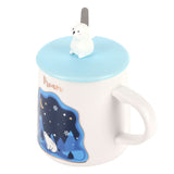 Embossed Animal Cup Cartoon Cute Coffee Cup with Lid Spoon Couple Gift Mug for DrinkingStar In Australia - Darrahopens