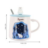 Embossed Animal Cup Cartoon Cute Coffee Cup with Lid Spoon Couple Gift Mug for DrinkingStar