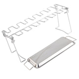 Chicken Leg Grill Rack with Drip Pan Stainless Steel Roaster Stand Barbecue Accessory
