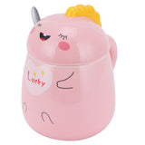 450ml Cute Ceramic Cup with Lid Spoon Water Cup Coffee Mug Girl Gift for Home OfficePink Lucky In Australia - Darrahopens