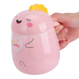 450ml Cute Ceramic Cup with Lid Spoon Water Cup Coffee Mug Girl Gift for Home OfficePink Lucky In Australia - Darrahopens
