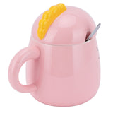 450ml Cute Ceramic Cup with Lid Spoon Water Cup Coffee Mug Girl Gift for Home OfficePink Happy In Australia - Darrahopens