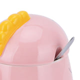 450ml Cute Ceramic Cup with Lid Spoon Water Cup Coffee Mug Girl Gift for Home OfficePink Happy