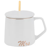 320ml Fashon Ceramic Cup Coffee Mug Cup with Lid Spoon Present Gift for Home OfficeWhite M Letter In Australia - Darrahopens