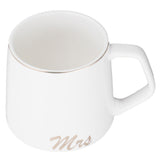 320ml Fashon Ceramic Cup Coffee Mug Cup with Lid Spoon Present Gift for Home OfficeWhite M Letter