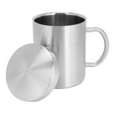 Stainless Steel Mug with Handle Lid DoubleLayer Heat Insulation Cup Beer Mug For Home Summer(L 400ml ) In Australia - Darrahopens