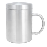 Stainless Steel Mug with Handle Lid DoubleLayer Heat Insulation Cup Beer Mug For Home Summer(L 400ml ) In Australia - Darrahopens