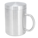 Stainless Steel Mug with Handle Lid DoubleLayer Heat Insulation Cup Beer Mug For Home Summer(L 400ml )