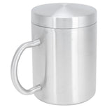 Stainless Steel Mug with Handle Lid DoubleLayer Heat Insulation Cup Beer Mug For Home Summer(L 400ml )