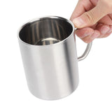 Stainless Steel Mug with Handle Lid DoubleLayer Heat Insulation Cup Beer Mug For Home Summer(L 400ml )