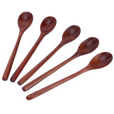 5PCS Wooden Spoon with Long Handle Soup Spoon for Barbecue Camping Party Home KitchenPaint Color In Australia - Darrahopens