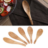 5Pcs Wood Rice Spoon Innovative FishShaped Carving Soup Ladle Tableware Kitchen Utensil