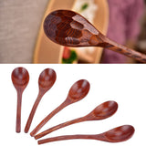5PCS Japanese Style Wood Spoon Long Handle Soup Spoons Household Tableware Kitchen Tools