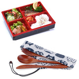 Portable Wooden Cutlery Set Spoon Fork Knife Wood Flatware Dinnerware Tableware with Bag