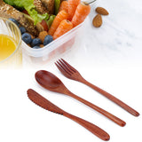 Portable Wooden Cutlery Set Spoon Fork Knife Wood Flatware Dinnerware Tableware with Bag