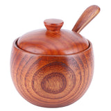 Wooden Salt Box with Lid Spoon Vintage Spice Jar Seasoning Container Cooking Utensil In Australia - Darrahopens