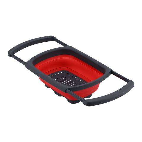 Folding Drain Basket Retractable Fruit Vegetable Washing Draining Basket for Home Kitchen UseRed