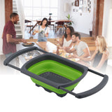 Folding Drain Basket Retractable Fruit Vegetable Washing Draining Basket for Home Kitchen UseGreen