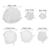 6Pcs Food Sealing Lid Expandable Reusable Vegetable Fruit Sealing Cover for Kitchen UseWhite