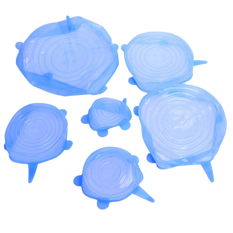 6Pcs Food Sealing Lid Expandable Reusable Vegetable Fruit Sealing Cover for Kitchen UseBlue In Australia - Darrahopens