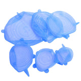 6Pcs Food Sealing Lid Expandable Reusable Vegetable Fruit Sealing Cover for Kitchen UseBlue