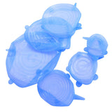 6Pcs Food Sealing Lid Expandable Reusable Vegetable Fruit Sealing Cover for Kitchen UseBlue