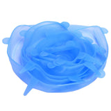 6Pcs Food Sealing Lid Expandable Reusable Vegetable Fruit Sealing Cover for Kitchen UseBlue