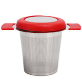 Tea Strainer Loose Leaf Tea Infuser Basket Fine Mesh Filter with Lid Teaware for Cup(Red Silicone Stainless Steel ) In Australia - Darrahopens