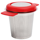 Tea Strainer Loose Leaf Tea Infuser Basket Fine Mesh Filter with Lid Teaware for Cup(Red Silicone Stainless Steel ) In Australia - Darrahopens