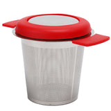 Tea Strainer Loose Leaf Tea Infuser Basket Fine Mesh Filter with Lid Teaware for Cup(Red Silicone Stainless Steel ) In Australia - Darrahopens