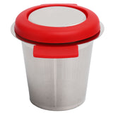 Tea Strainer Loose Leaf Tea Infuser Basket Fine Mesh Filter with Lid Teaware for Cup(Red Silicone Stainless Steel ) In Australia - Darrahopens
