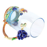 Glass Cup Innovative Flower Tea Cup with Spoon Drink Mug Birthday Christmas Festive GiftsBlue Rose 350ML